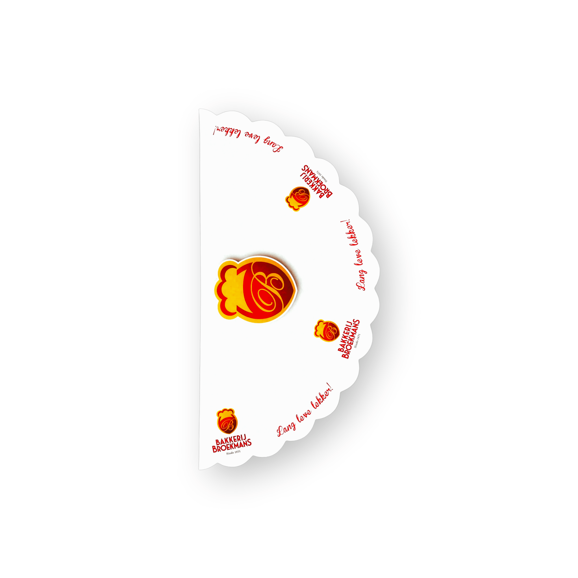 Taartrand half geschulpt rood/geel